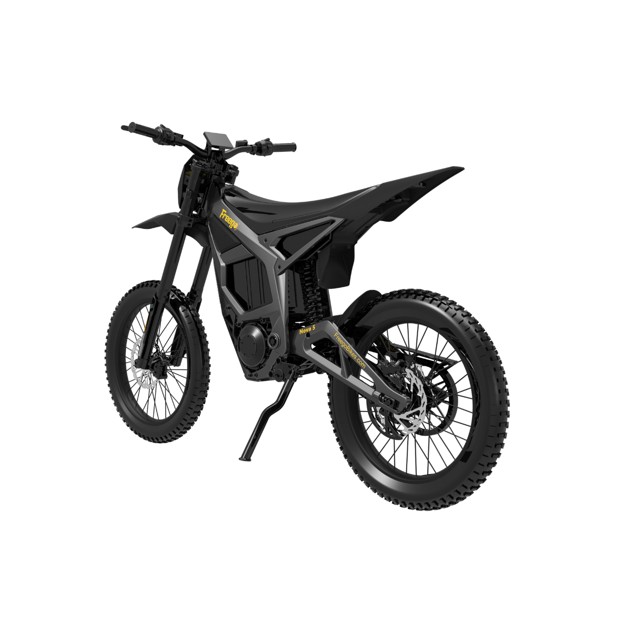 eWheelHub,Rear quarter view of the Freego Nova 5 electric bike in black